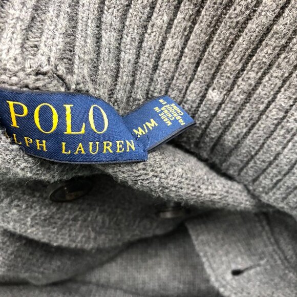 Polo Ralph Lauren Mens Sweater Medium Pullover Mock Neck Cotton Gray Knit Cozy - Picture 8 of 12